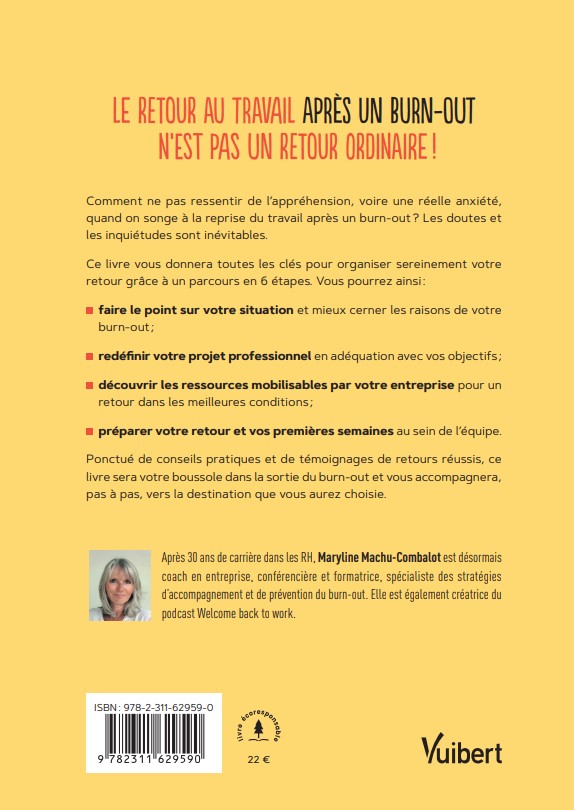Livre Welcome back to work, les 6 étapes clés pour réussir son retour en entreprise après un burn-out